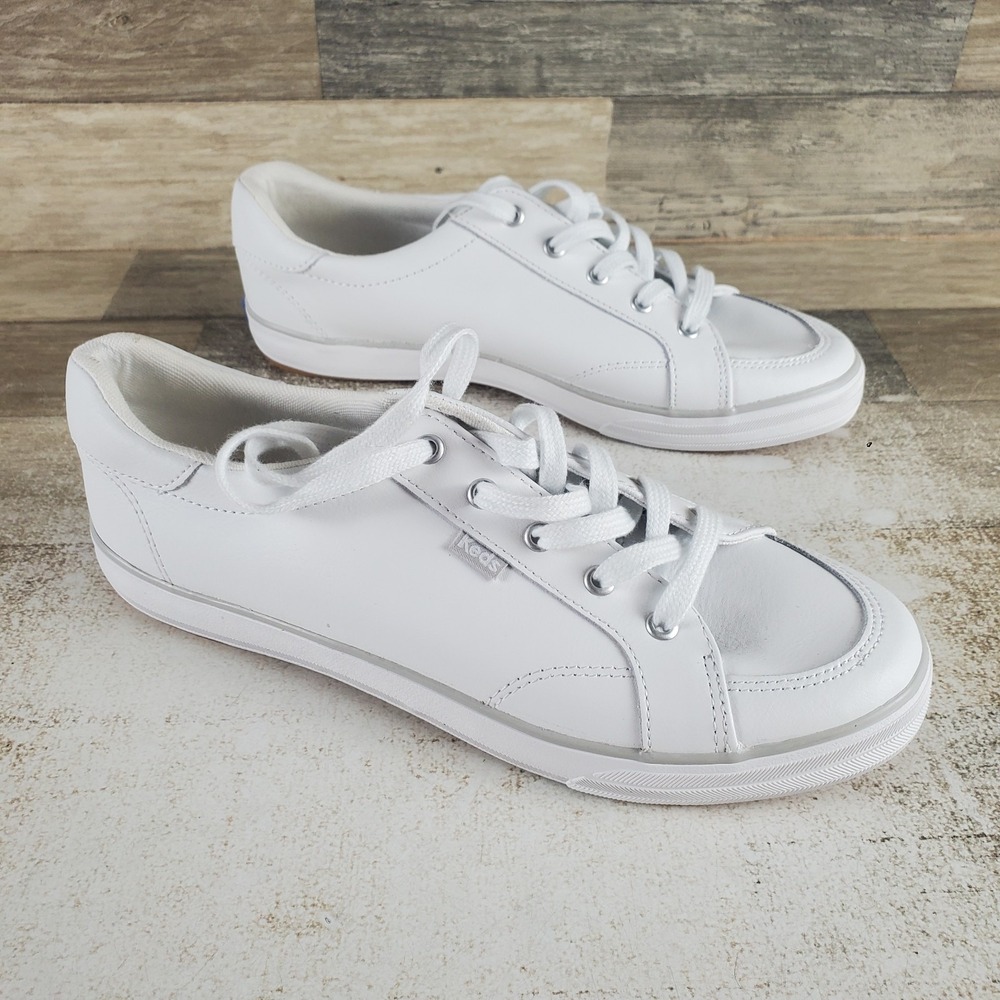 Keds Center III Womens Shoe Sz 9 White Leather Round Toe Low Top Lace Up Sneaker